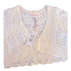 Beautiful Lace Ivory Cropped Cardigan Sweater- NEW/ Size Youth 16 (XL)